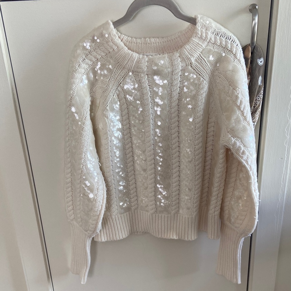Veronica Beard Cream Sequin Sweater